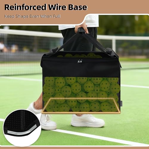 Foldable Tennis Ball Hopper Cart with Removable Ball Bag - Portable Ball Storage Organizer