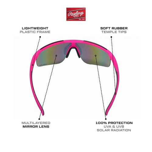 Rawlings Retro Vaporwave Baseball Shield Sunglasses Neon Pink Sunset