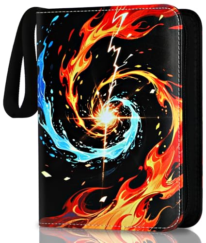 4 Pocket Card Binder for Trading Cards with 50 Removable Sleeves - Fits 400 Cards, Portable Zipper Album for Boys & Girls (4 Pocket)