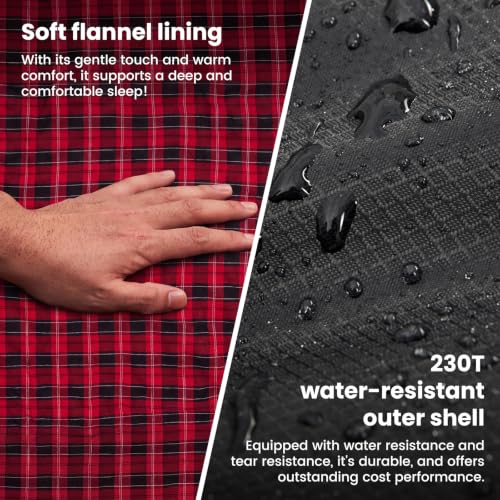 KingCamp Big & Tall Flannel Sleeping Bag for Adults, Black, 86.6x39.4in