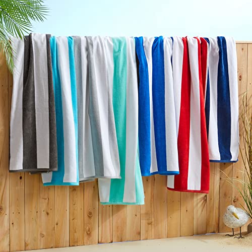 Navy 4-Pack Cotton Velour Beach Towels 30x60 Inches - Ultra Soft & Absorbent