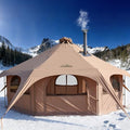 WildFinder 16.5 Ft Canvas Bell Tent with Stove Jack - Large Yurt for Camping