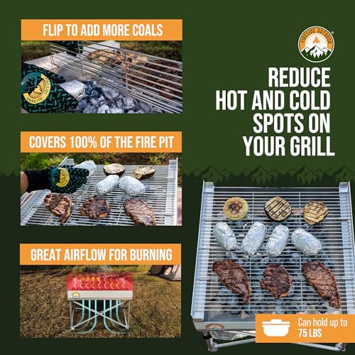 QuadFold Portable Grilling Grate for Fire Pits & Camping, Fits Up to 24 Burgers