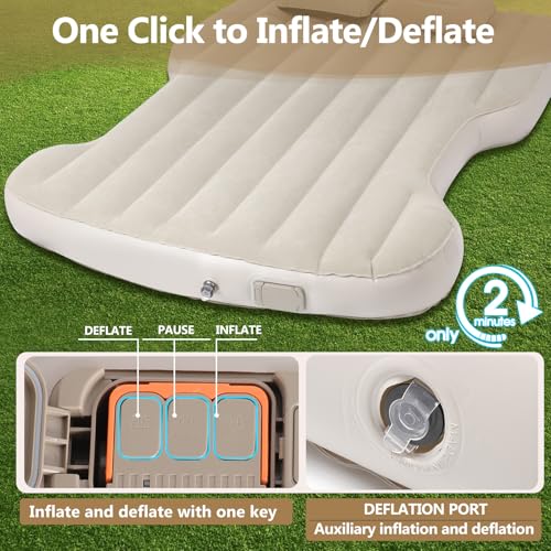 Beige Tesla Model Y Air Mattress Self-Inflating Camping Bed 2020-2026