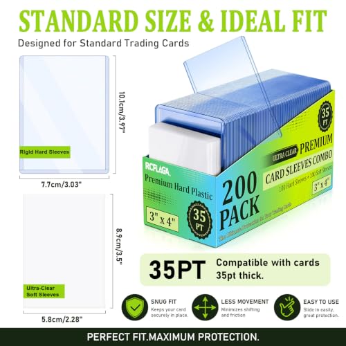 2000 Hard & Soft Plastic Card Sleeves Set - 3x4 Inch Trading Card Protectors, 35PT Thickness, Archival Safe, Double-Layer Defense
