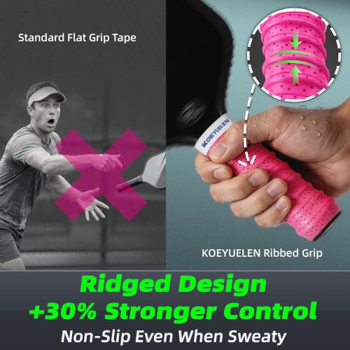 Pickleball Overgrip Tape 6-Pack - Non-Slip, Sweat-Wicking, Ribbed Grip with Color Options