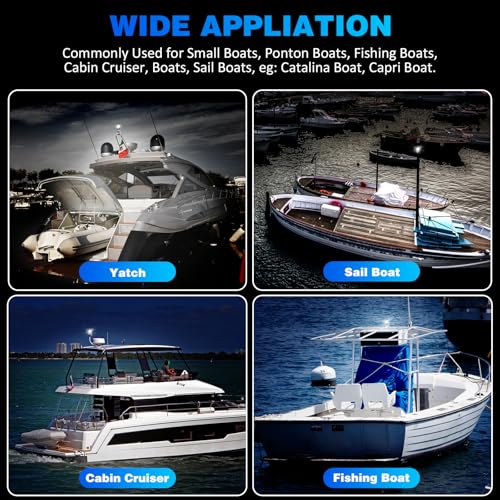 Marine Navigation Anchor Light - 3NM Visibility, 360° White LED for Boats