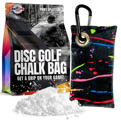 Disc Golf Chalk Bag with Carabiner - Dry Hands Grip Enhancer - Paint Streaks Variant