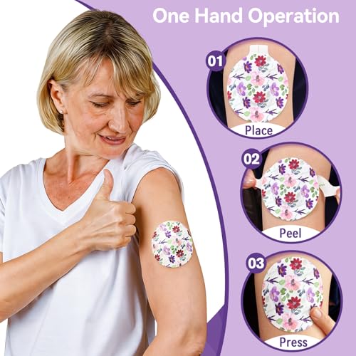 40 Pack Waterproof Flower Pattern Libre 3 Plus Sensor Covers for CGM