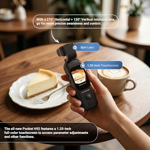 Kaysunlink 1080P Vlogging Camera with 270° Rotatable Lens, Touch Screen & WiFi, 64GB Black - Portable Handheld Camcorder