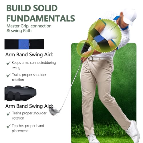 2-Pack Golf Grip Trainer Set with Wrist Support Arm Strap | Training Aids for Consistent Swing