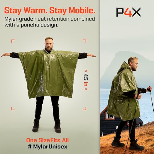 Emergency Mylar Poncho with Hood - Lightweight Waterproof Survival Rain Gear