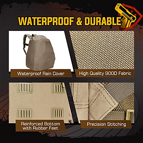 TIDEWE Gun Range Backpack for Handguns Khaki - Tactical Shooting Range Bag