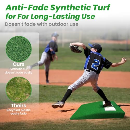 Portable Baseball Pitching Mound with Regulation Rubber & Carry Handle - 30x30x4 Inches