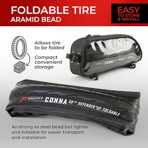 Fincci 700x23c Road Bike Tires & Inner Tubes Set - Foldable, Puncture-Resistant