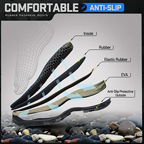 TIDEWE Waterproof Neoprene Rubber Boots for Men & Women - Black / Size 12