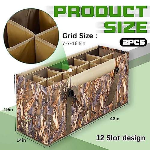 Waterfowl Decoy Bag with 12 Slots - Camouflage Mesh Drain for Hunting