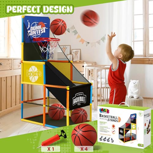 Kids Indoor Arcade Basketball Game Set with 4 Balls - Portable & Stable