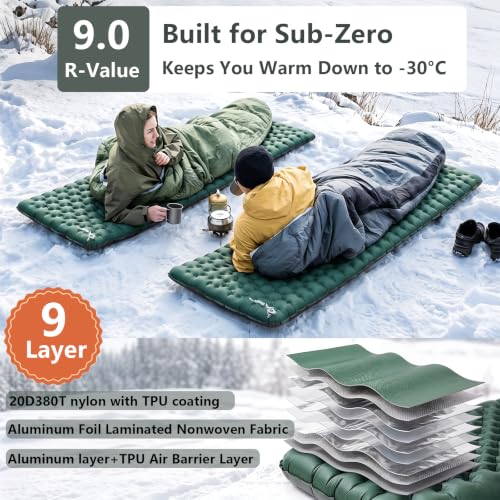 Ultralight Camping Sleeping Pad with R-Value 9 Insulation – Waterproof & Compact
