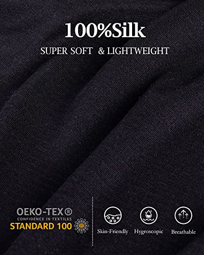 XX-Large Women's Mulberry Silk Thermal Underwear Set Black - Viamulion