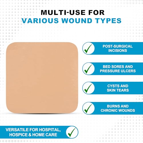 MedVance Waterproof Foam Wound Dressing 6x6 Inches, 5 Pack - Non-Adherent Medical Wound Care