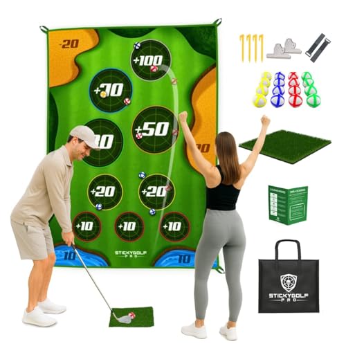 Golf Game for Adults Indoor Outdoor - Backyard Chipping Set with Sticky Balls - Family Multi-Player Activity - Variation: No Club