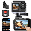 Icefox 4K Action Camera with Waterproof Case & Dual 2150mAh Batteries – Black