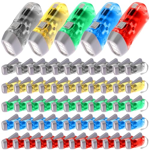 60 Pcs Hand Crank LED Flashlights - Emergency Portable Safety Lights for Camping Hiking