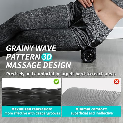 Vibrating Foam Roller for Deep Tissue Massage - 4-Speed, Rechargeable, Black
