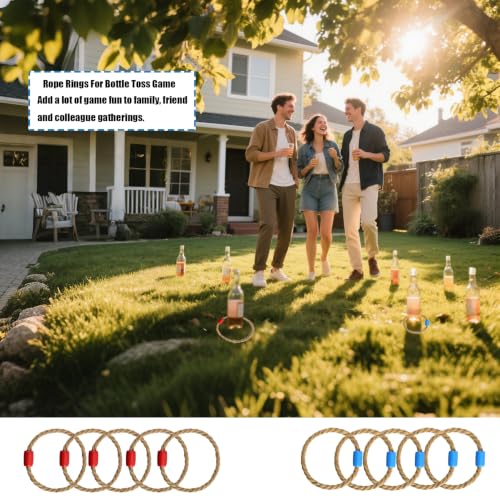 5-Inch Rope Toss Ring Set - Replacement Parts, 10-Pack, Natural Jute