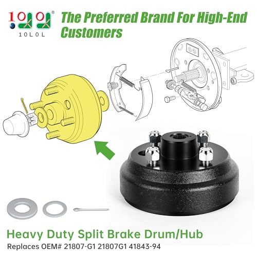 10L0L Black 2-Pack Golf Cart Brake Drum/Hub Assembly for EZGO TXT Electric, OEM Replaces 19186G1P