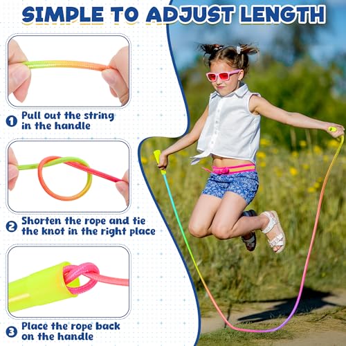 6 Pack Kids Jump Ropes - Adjustable Nylon Skipping Ropes with Handles