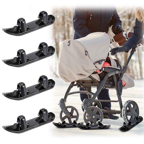 Arrowbash Baby Stroller Snow Skis Set of 4 - Winter Sledge Attachment for Kids & Toddler