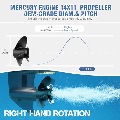 Qiclear 14x11 Boat Propeller for Mercury 40-140HP Outboard Engines - Aluminum, 3 Blades