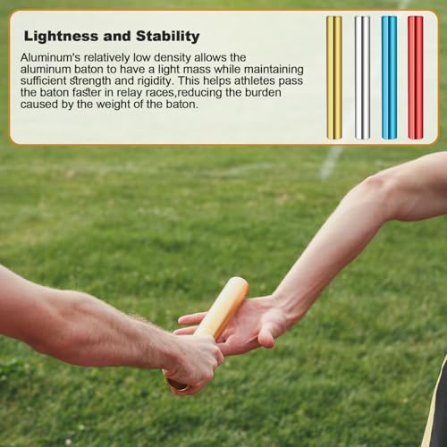 4Pcs Aluminum Relay Batons Set - Lightweight Track & Field Batons in Red Blue Gold Silver (Variation: 4 Colors Assorted)