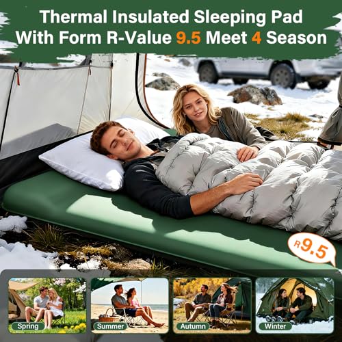 HiiPeak Double Memory Foam Sleeping Pad - Green Camping Mattress with Electric Pump