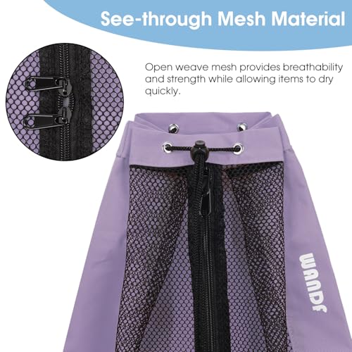 WANDF Mesh Beach Backpack for Swimmers - Purple, Large Capacity