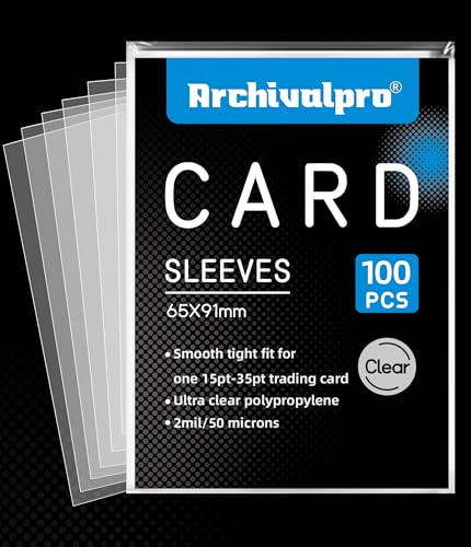 100 Count Clear Card Sleeves for Trading Cards - Acid-Free & PVC-Free