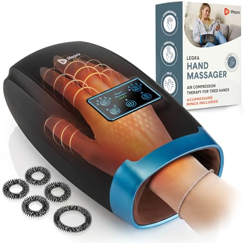 Cordless Hand Massager with Heat & Compression – Black, Standard