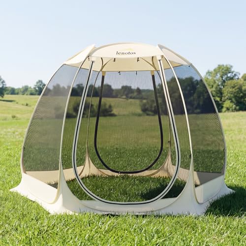 Lenotos 10x10 Ft Pop Up Screen House Tent with Mosquito Netting, Portable Gazebo for Camping