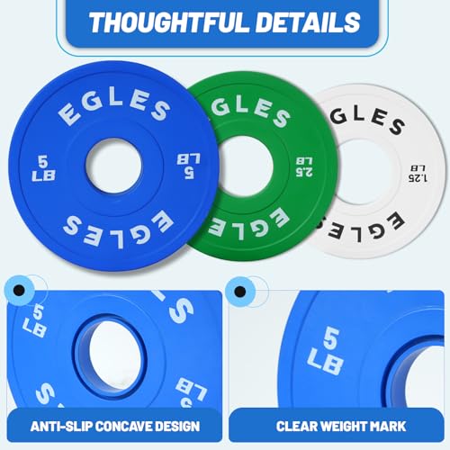 Olympic Rubber-Coated Weight Plates Set 1.25LB, 2.5LB, 5LB - Color-Coded Fitness Weights