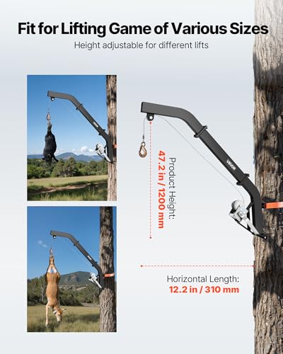 Tree Mounted Deer Hoist 353 lbs Load Capacity Hunting Game Lift Winch with Ratchet Strap