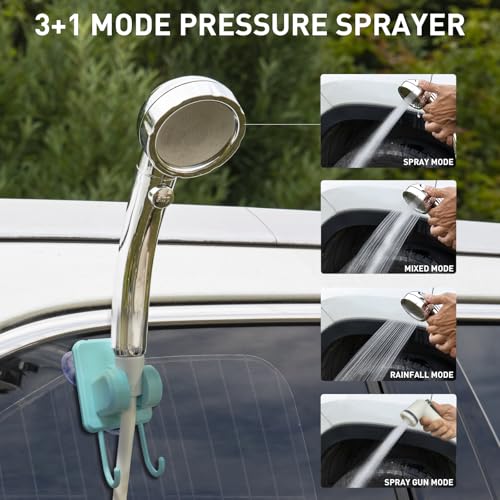 Portable Hot Shower Kit with Tent - 1000W Immersion Heater, Folding Bucket, Rechargeable Pump