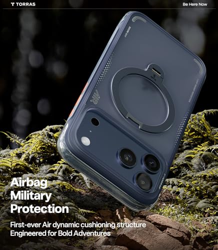 TORRAS Q3 Air for iPhone 17 Pro Max Case with 360 Magnetic Stand - Midnight Blue