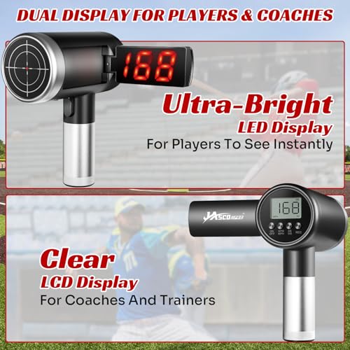 JASCOPRO 24GHz Baseball Radar Gun with Dual LED & LCD Display, Speed Accuracy ±1 MPH