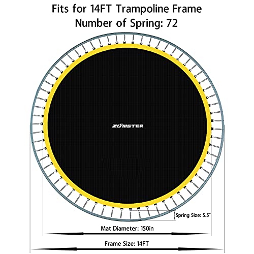 14ft Round Trampoline Replacement Mat with V-Rings & 8 Rows Stitching - UV & Weather Resistant