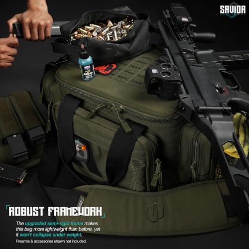 Savior Equipment Specialist Series Tactical Triple Pistol Range Duffle Bag, Olive Drab Green, 18x9x12 inch