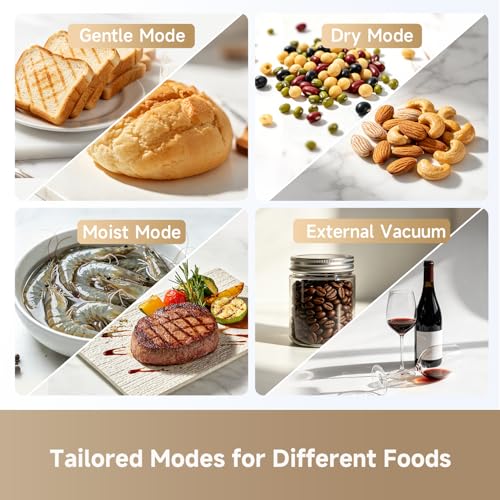 Food Vacuum Sealer Machine with 5 Modes, 65kPa Suction & Built-in Cutter