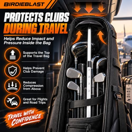 Golf Travel Support Pole - Aluminum Club Protector for Bags (Black)