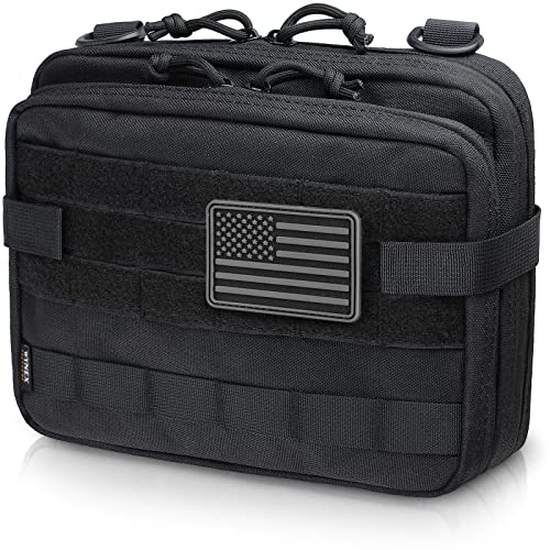 WYNEX Tactical Large Admin Molle Pouch Double Layer Design Black